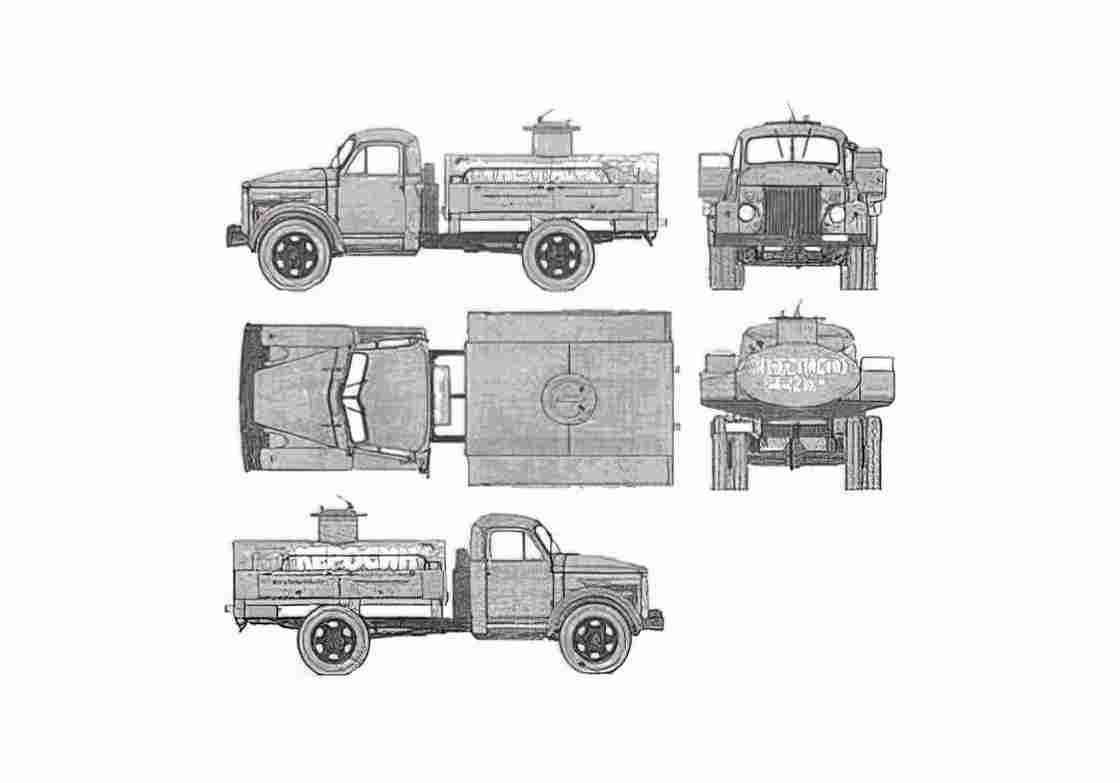 Blueprint GAZ 51 4x4 Bochka Fuel Truck 1946 A4 Photo Print