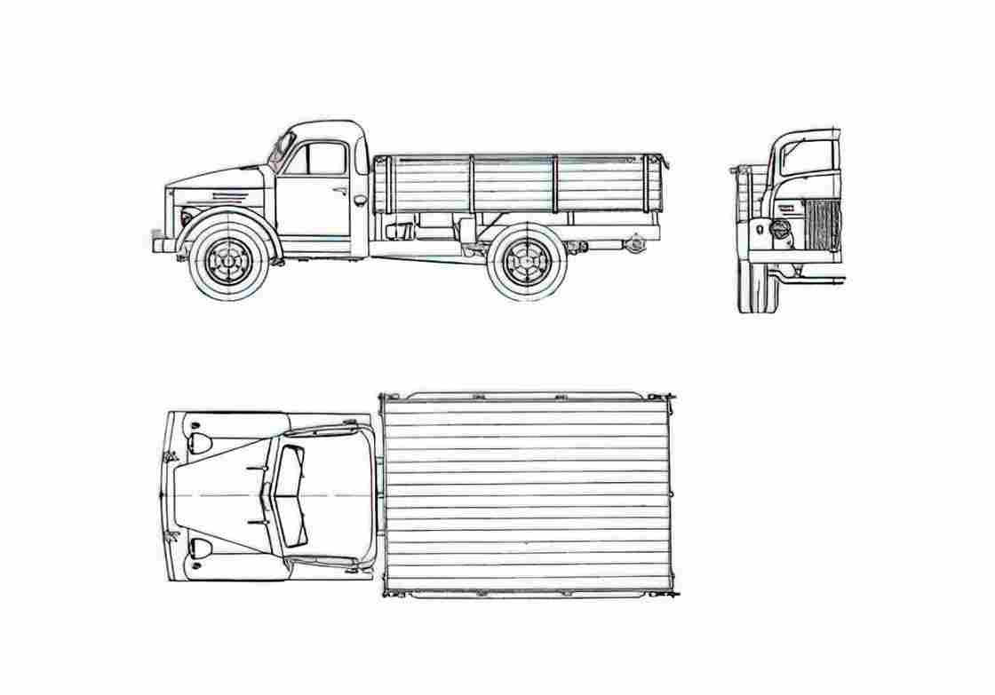 Blueprint GAZ 51 Truck 1947 A4 Photo Print