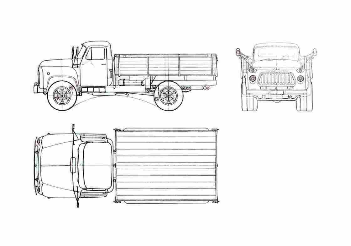 Blueprint GAZ 52 04 Truck 1975 A4 Photo Print