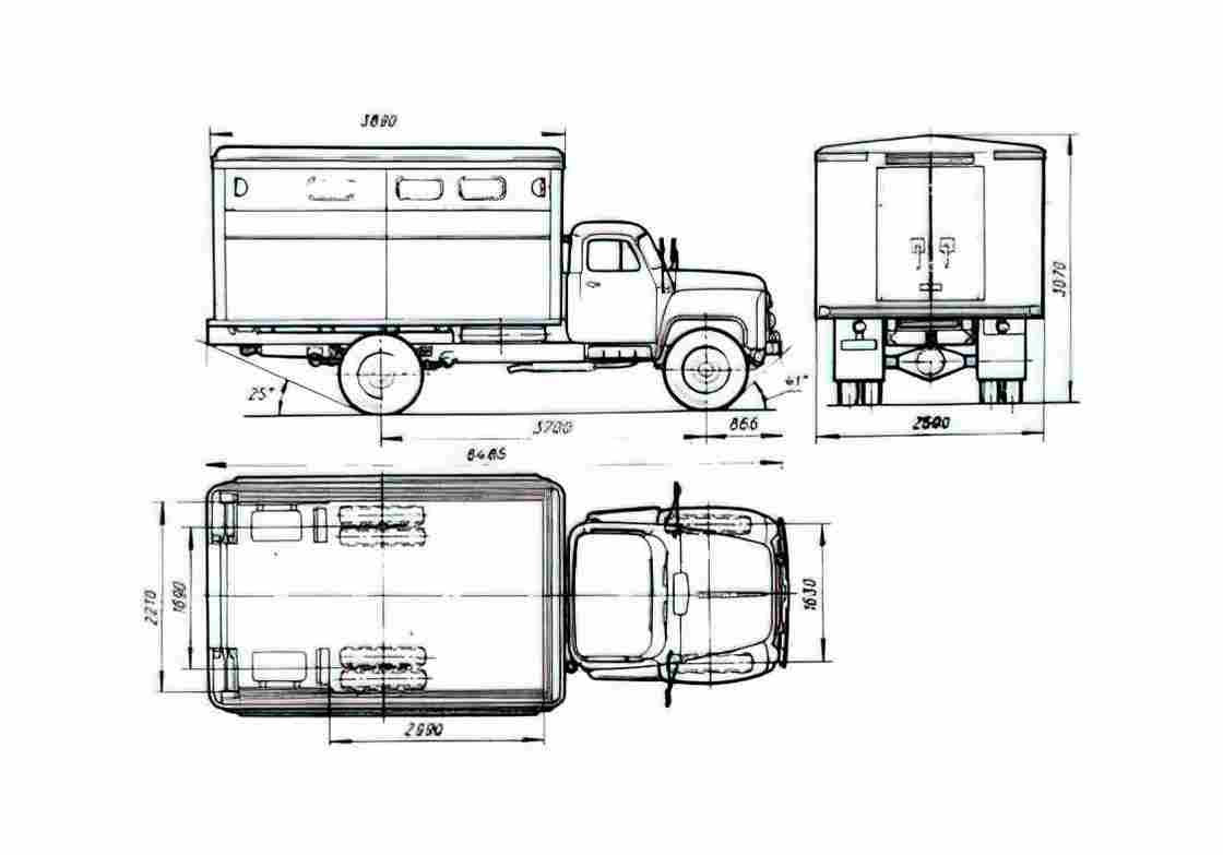 Blueprint GAZ 53A GZSA 949 Truck 1961 A4 Photo Print