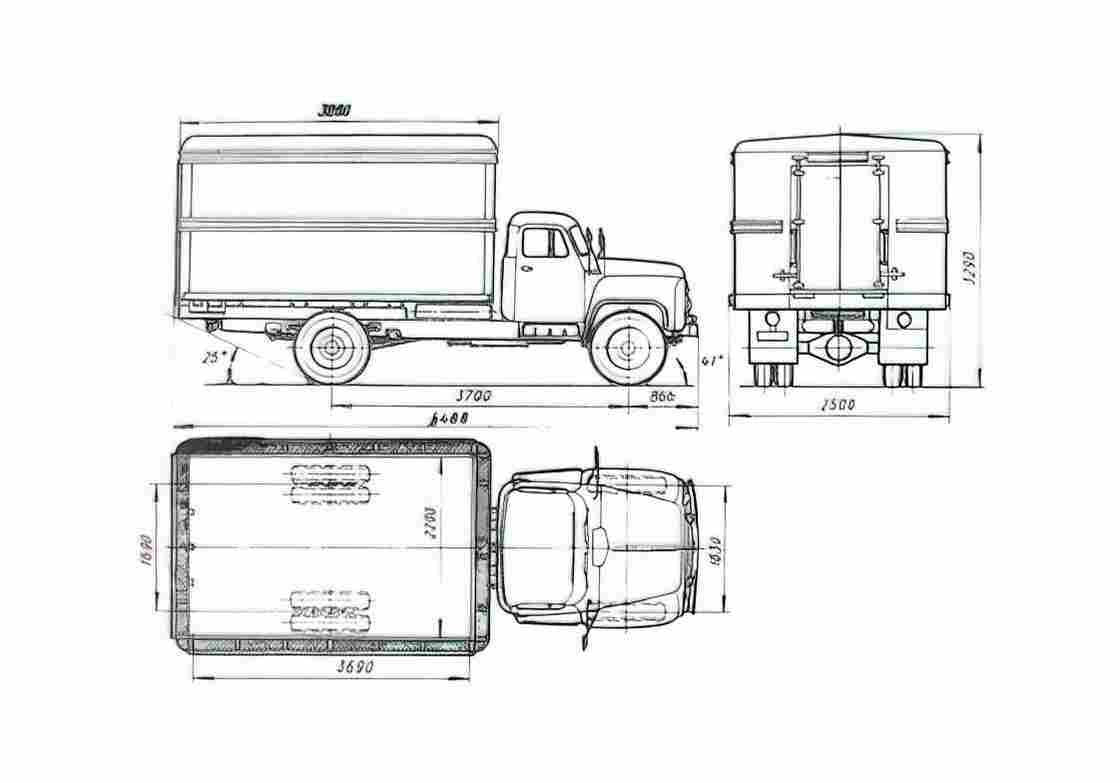 Blueprint GAZ 53A GZSA 950 Truck 1961 A4 Photo Print