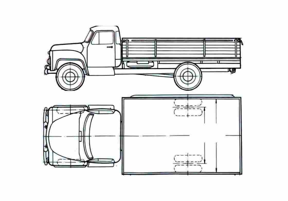 Blueprint GAZ 53A Truck 1965 A4 Photo Print