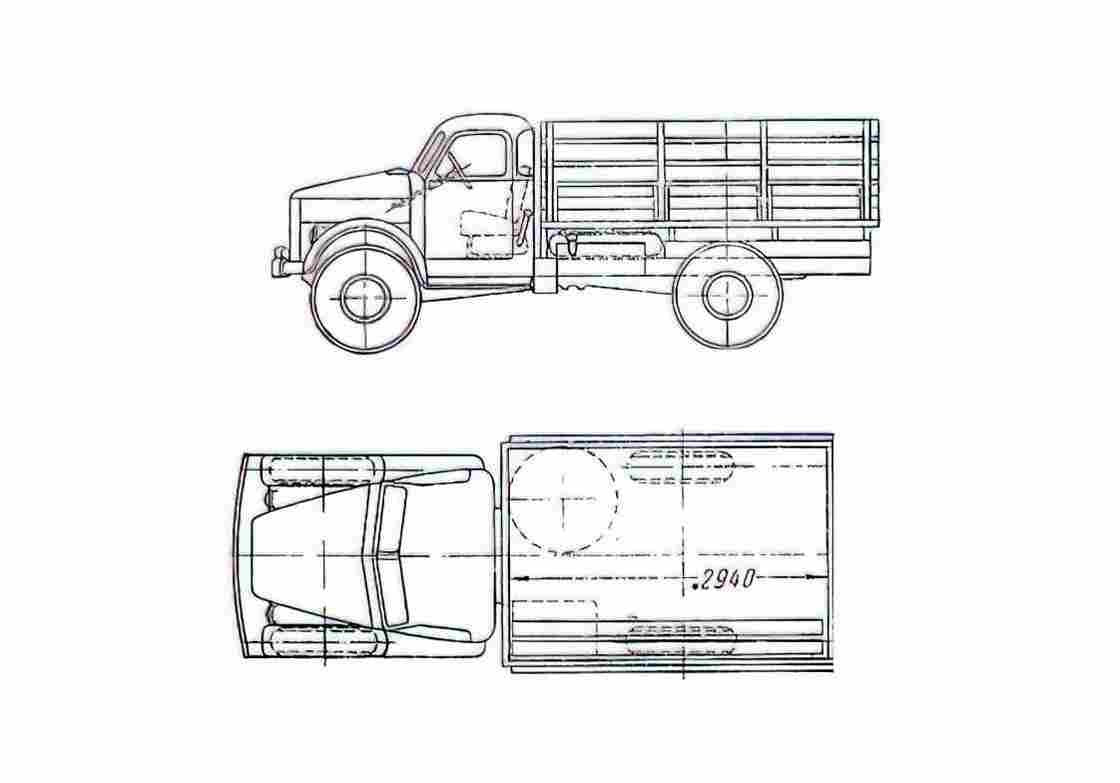 Blueprint GAZ 63 Truck 1948 A4 Photo Print