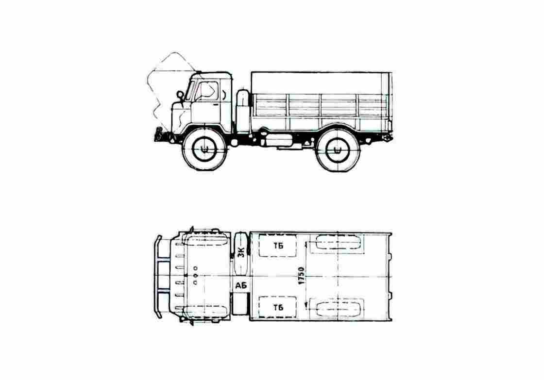 Blueprint GAZ 66 Truck 1964 A4 Photo Print