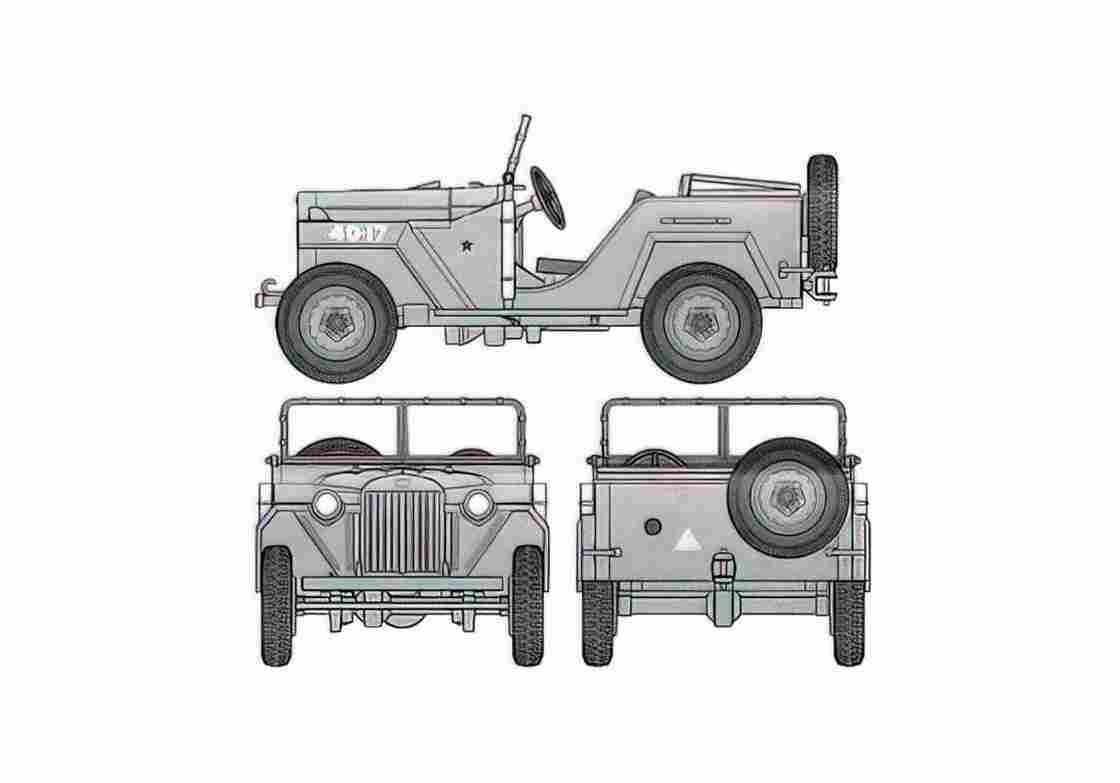 Blueprint GAZ 67B SUV 1943 A4 Photo Print