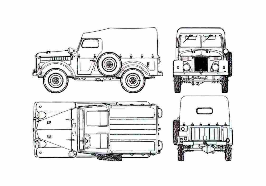 Blueprint GAZ 69 Wagon 1952 A4 Photo Print