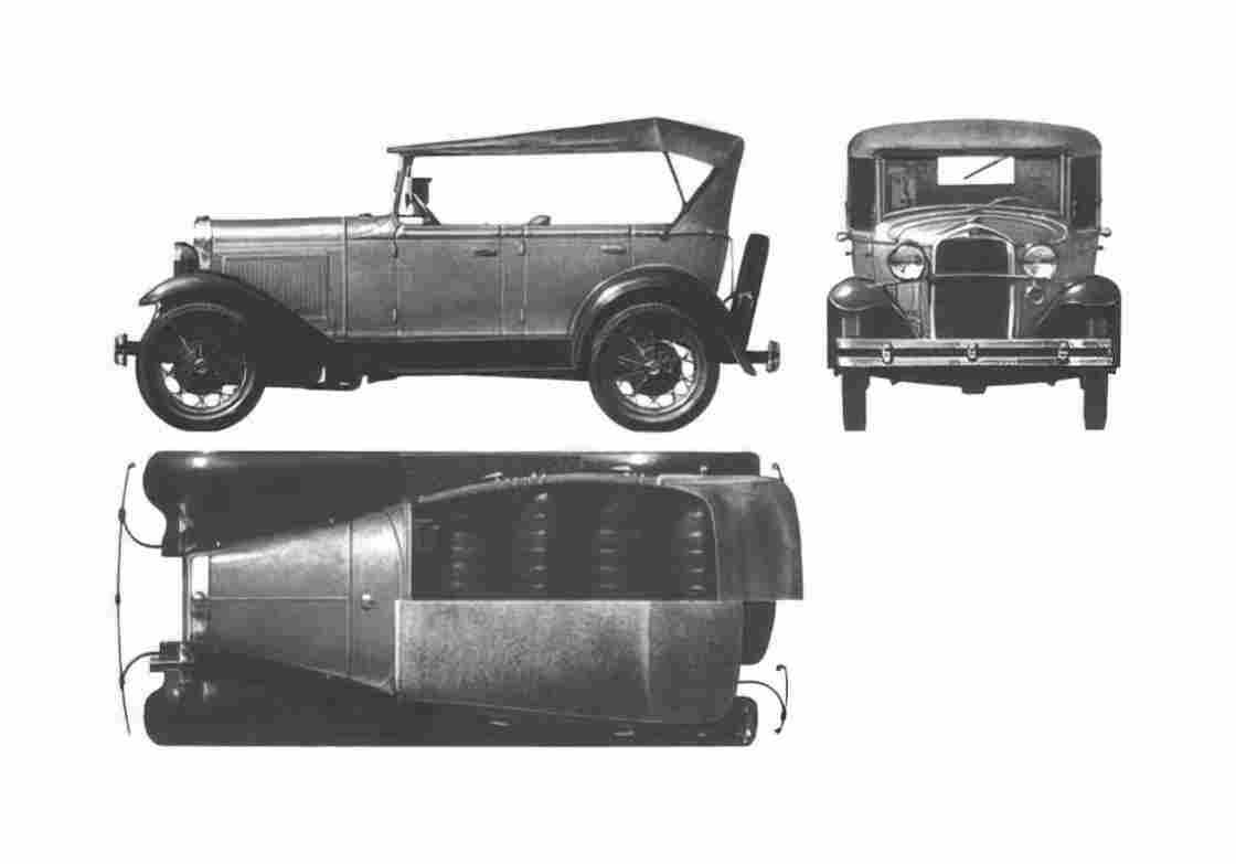 Blueprint GAZ A Sedan 1936 A4 Photo Print