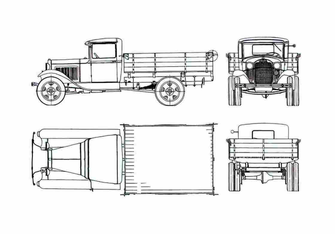 Blueprint GAZ AA Truck 1932 A4 Photo Print