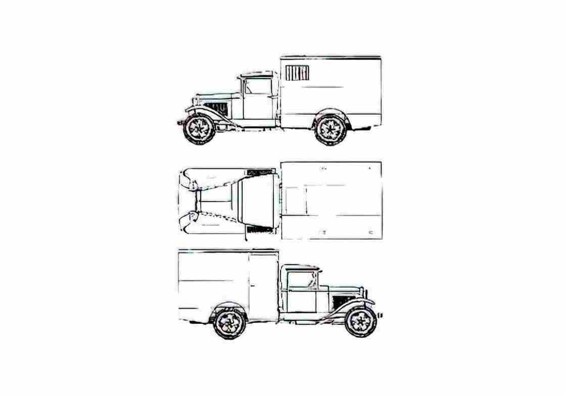 Blueprint GAZ AA Truck 1939 A4 Photo Print