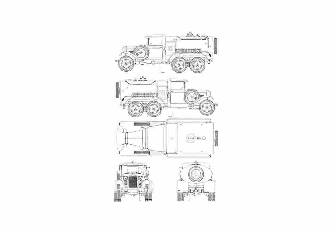 Blueprint GAZ AAA BZ 38U Truck 1938 A4 Photo Print