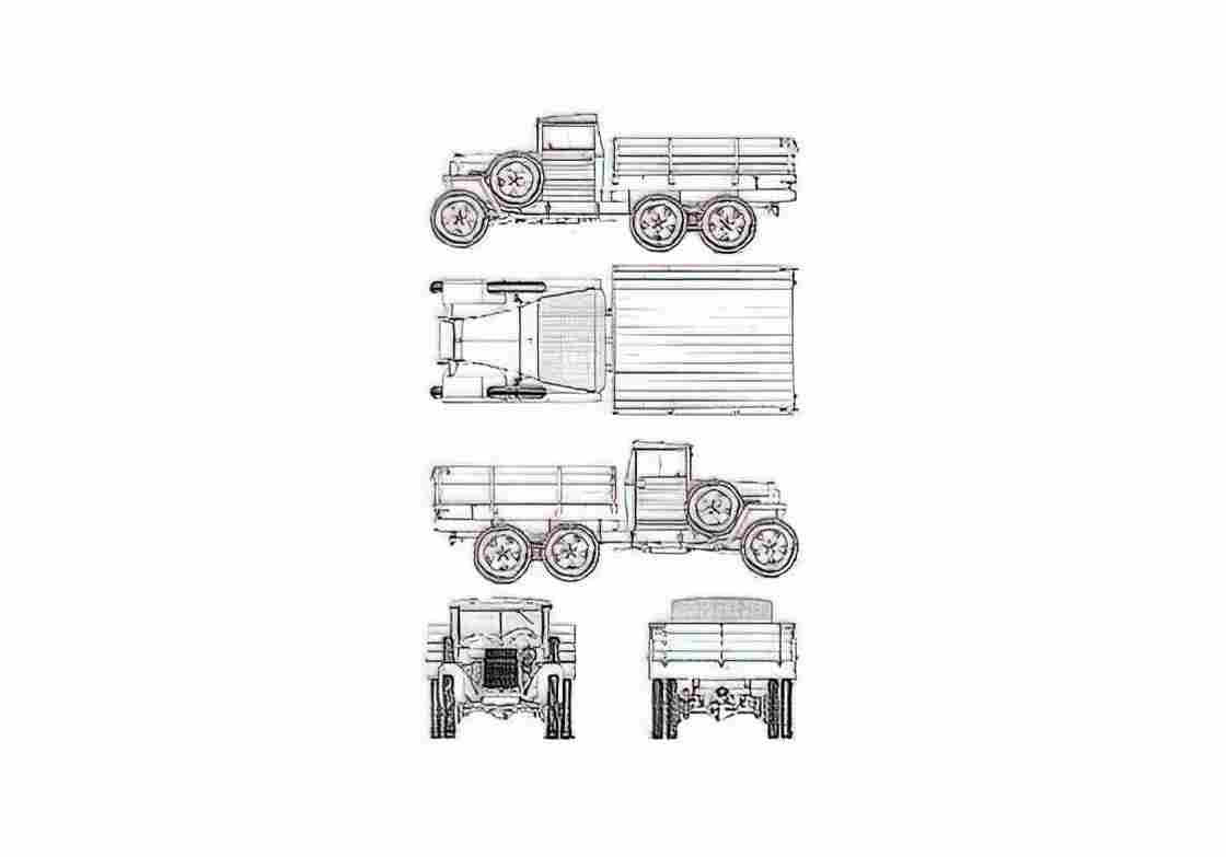 Blueprint GAZ AAA Truck 1943 A4 Photo Print