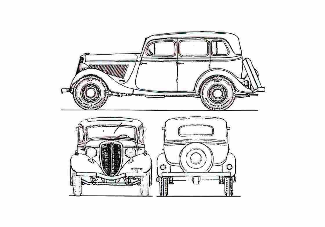 Blueprint GAZ M1 Sedan 1935 A4 Photo Print