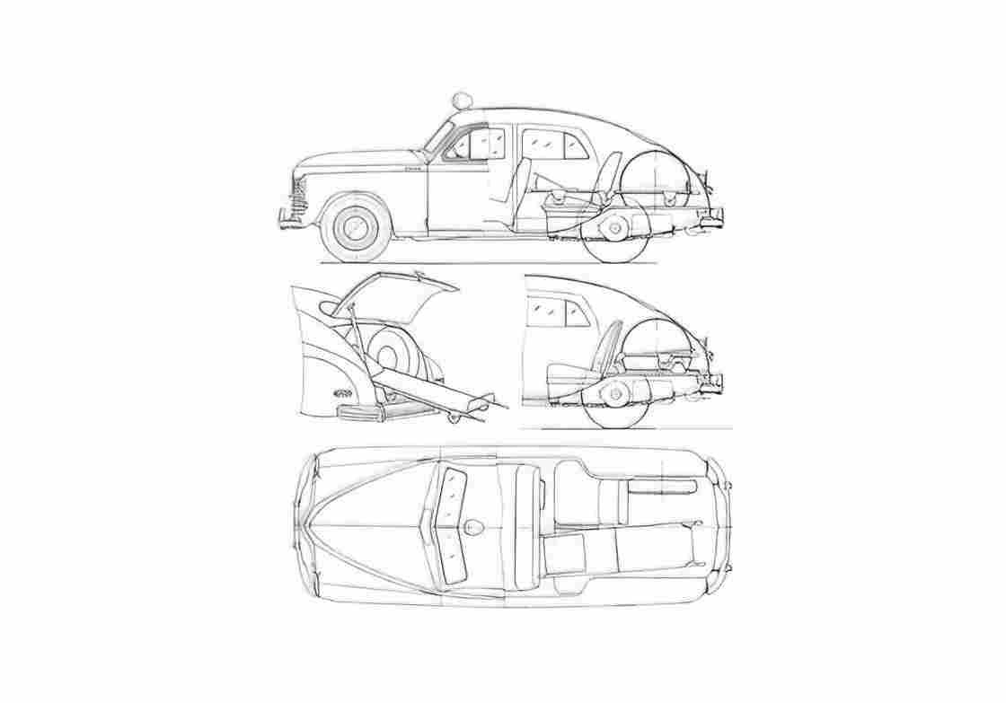 Blueprint GAZ M20 Pobeda Ambulance Wagon 1949 A4 Photo Print