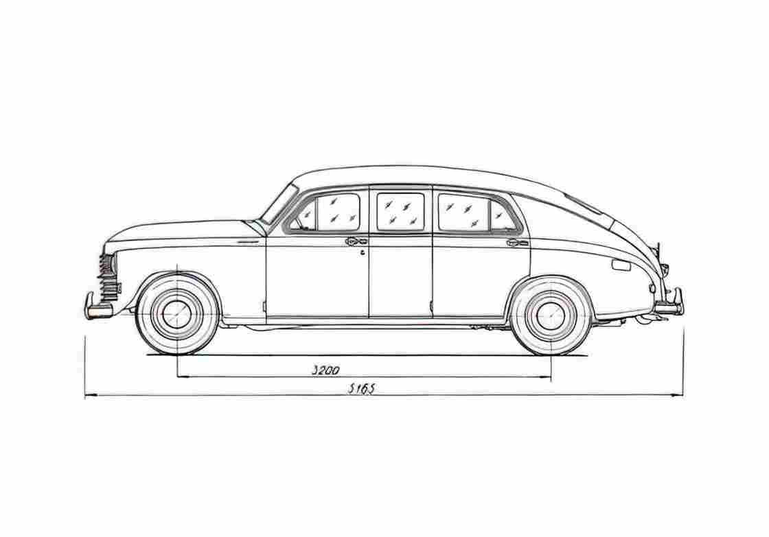 Blueprint GAZ M20 Pobeda Limousine 1955 A4 Photo Print