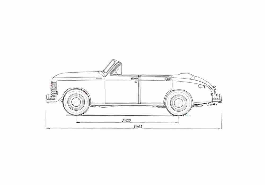 Blueprint GAZ M20 Pobeda Parade Phaeton 1955 A4 Photo Print
