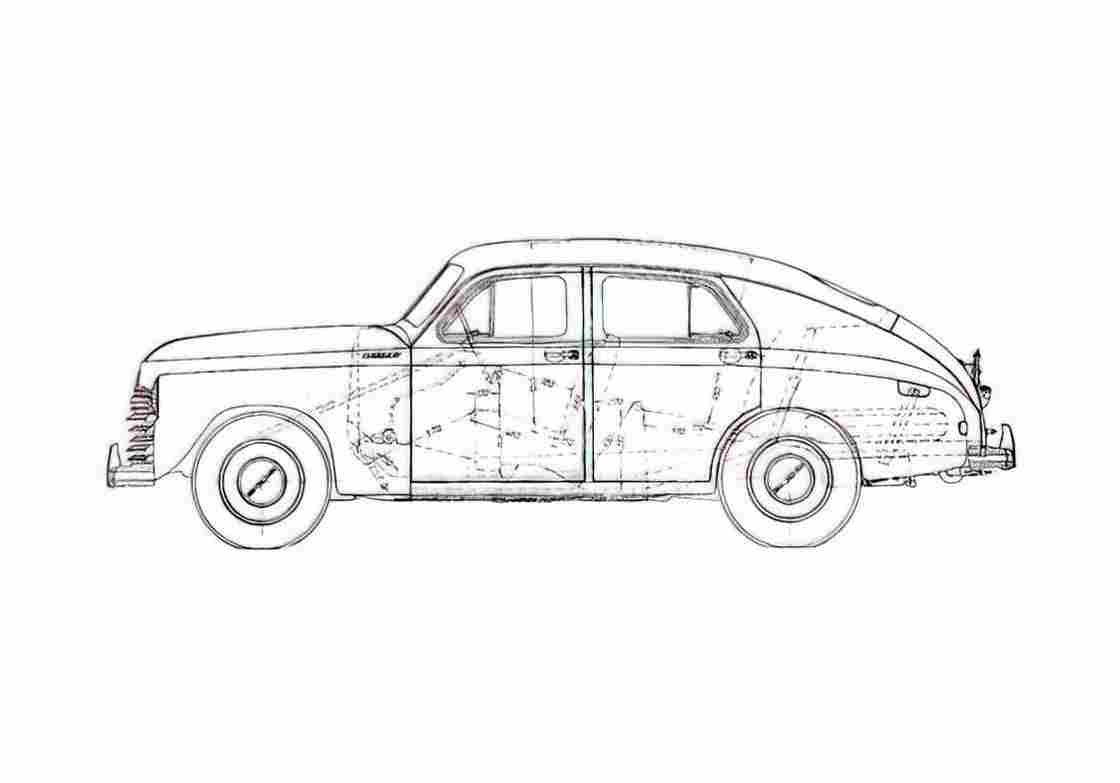Blueprint GAZ M20 Pobeda Sedan 1948 A4 Photo Print