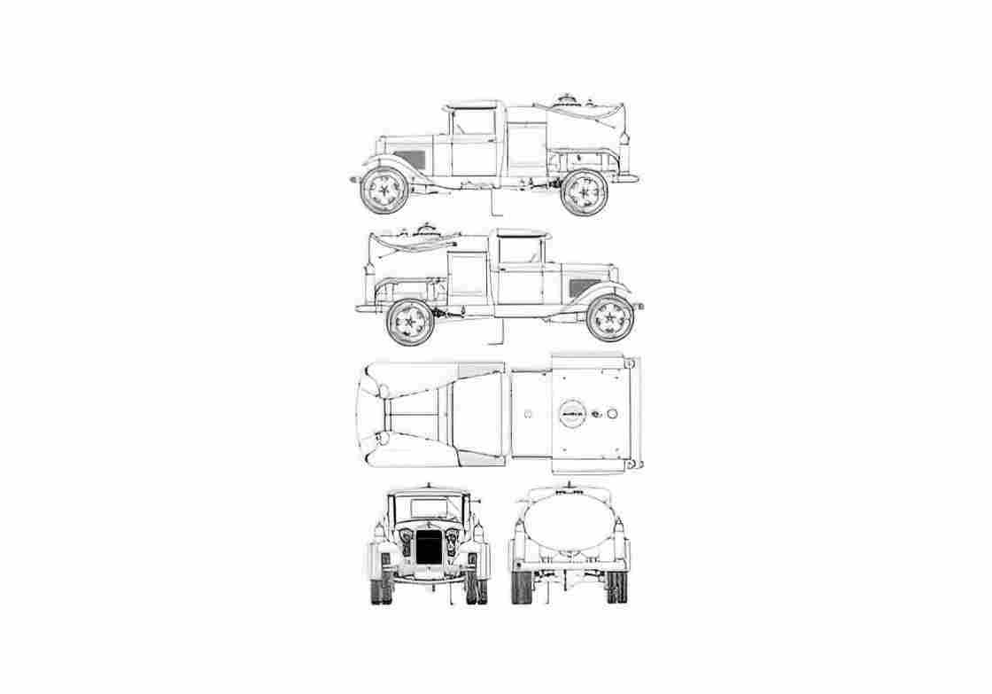 Blueprint GAZ MM BZ 42 Truck 1942 A4 Photo Print