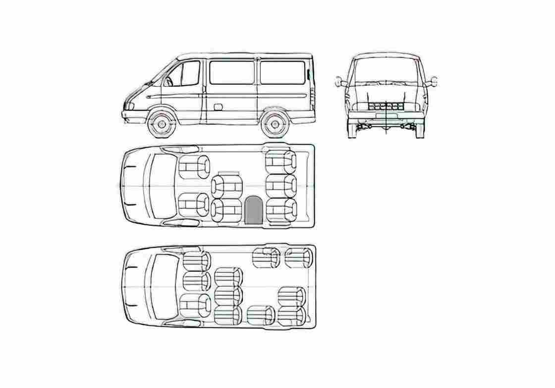 Blueprint GAZ Sobol Van 1998 A4 Photo Print
