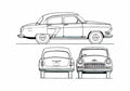 Blueprint GAZ Volga 21S Sedan 1957 A4 Photo Print