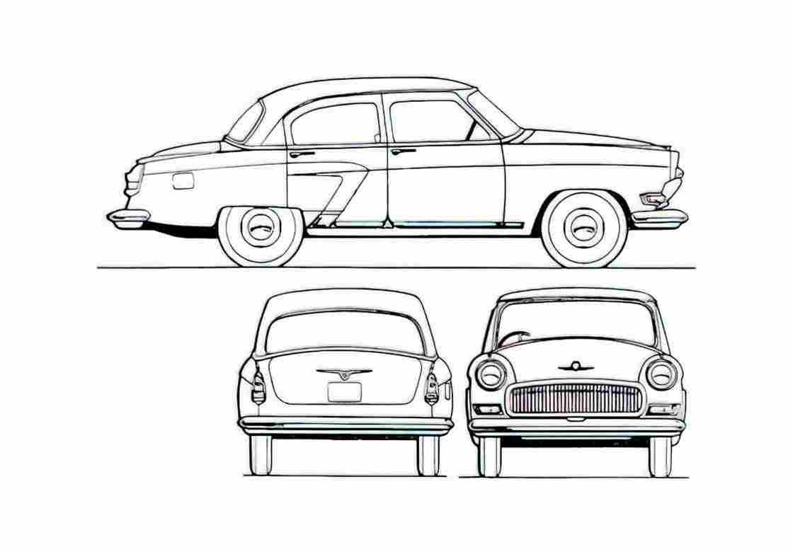 Blueprint GAZ Volga 21S Sedan 1957 A4 Photo Print