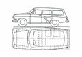 Blueprint GAZ Volga 22 Estate Wagon 1956 A4 Photo Print