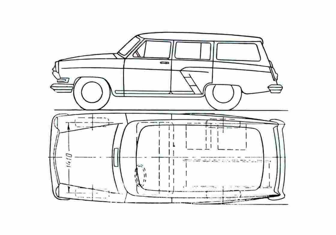 Blueprint GAZ Volga 22 Estate Wagon 1956 A4 Photo Print