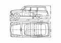 Blueprint GAZ Volga 22 Wagon 1956 A4 Photo Print
