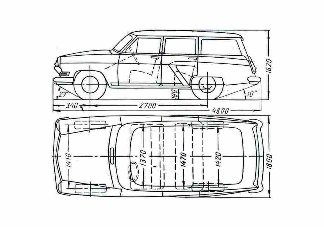Blueprint GAZ Volga 22 Wagon 1956 A4 Photo Print