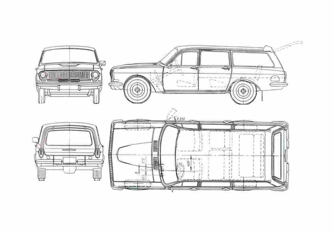 Blueprint GAZ Volga 24 02 Wagon 1972 A4 Photo Print