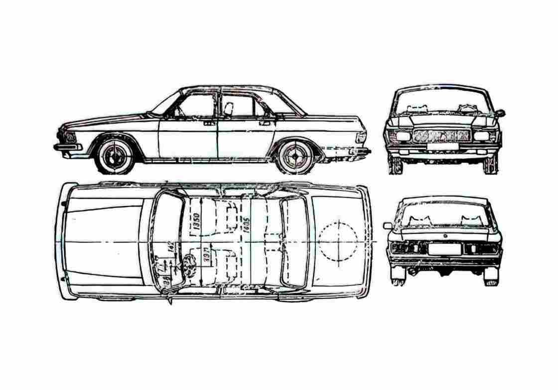 Blueprint GAZ Volga 3102 Sedan 1982 A4 Photo Print