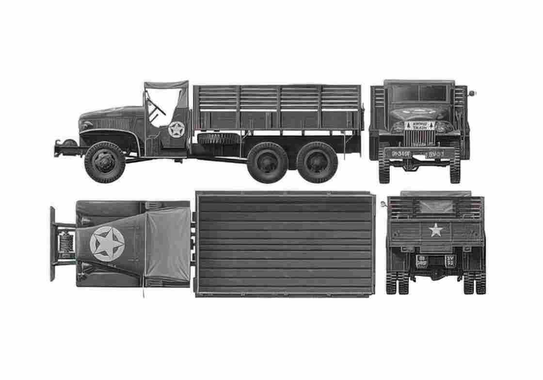 Blueprint GMC CCKW 2.5 ton 6x6 Truck 1941 A4 Photo Print
