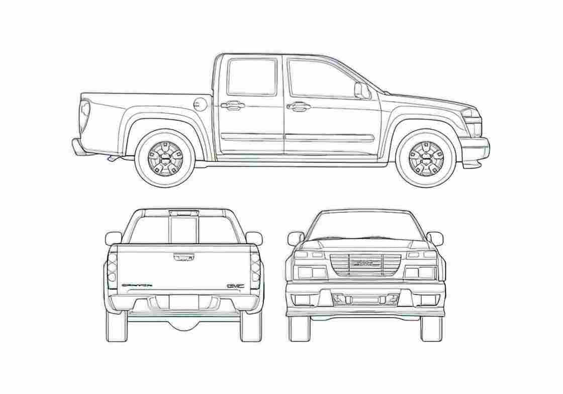 Blueprint GMC Canyon Crew Cab Truck 2006 A4 Photo Print