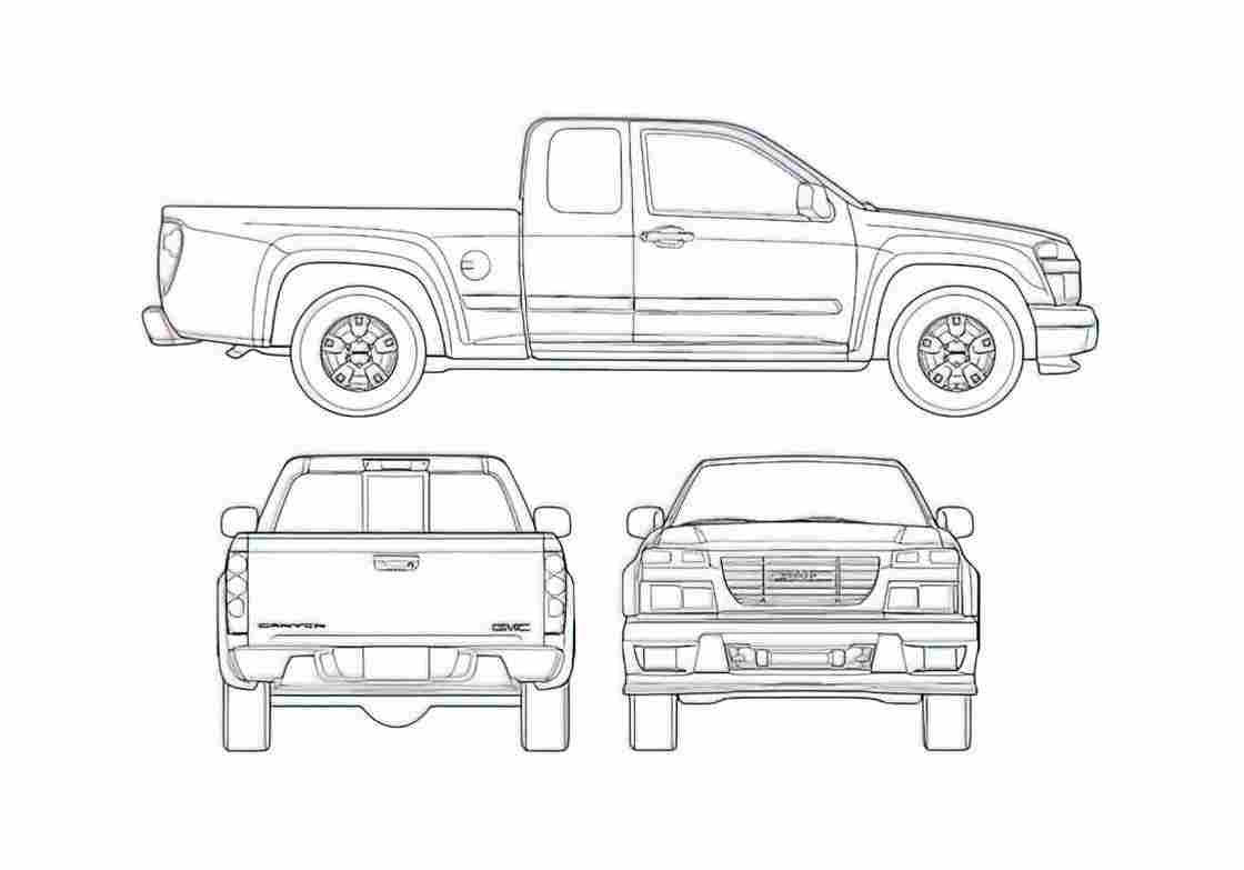 Blueprint GMC Canyon Extended Cab Pick up 2006 A4 Photo Print