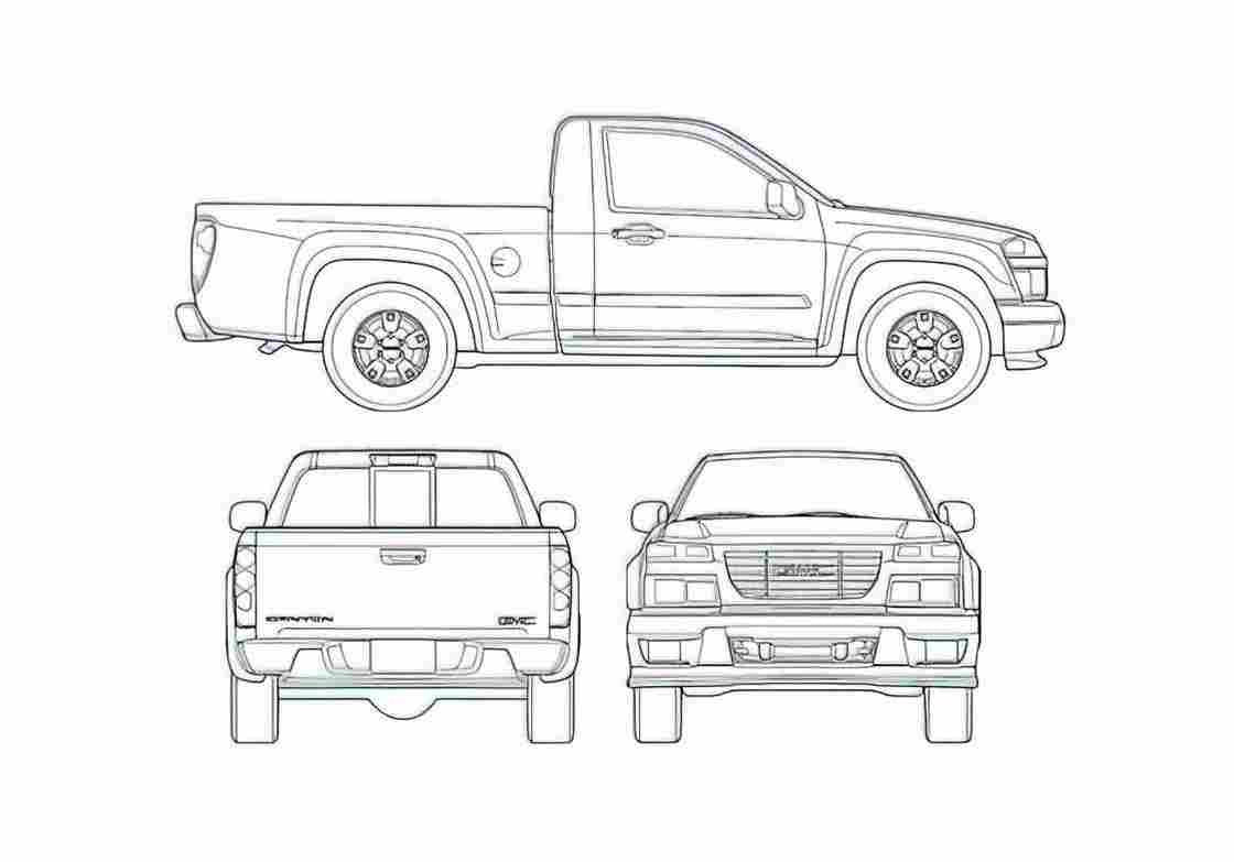 Blueprint GMC Canyon Regular Cab Pick up 2006 A4 Photo Print