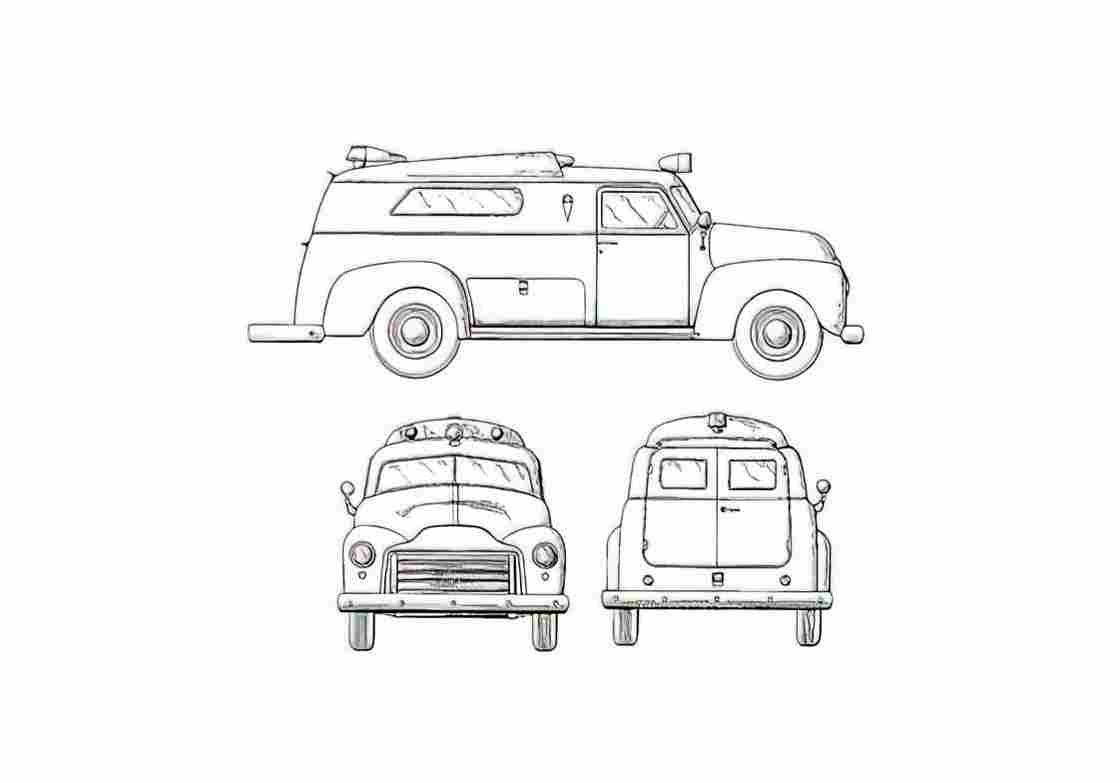 Blueprint GMC Delivery Van 1954 A4 Photo Print