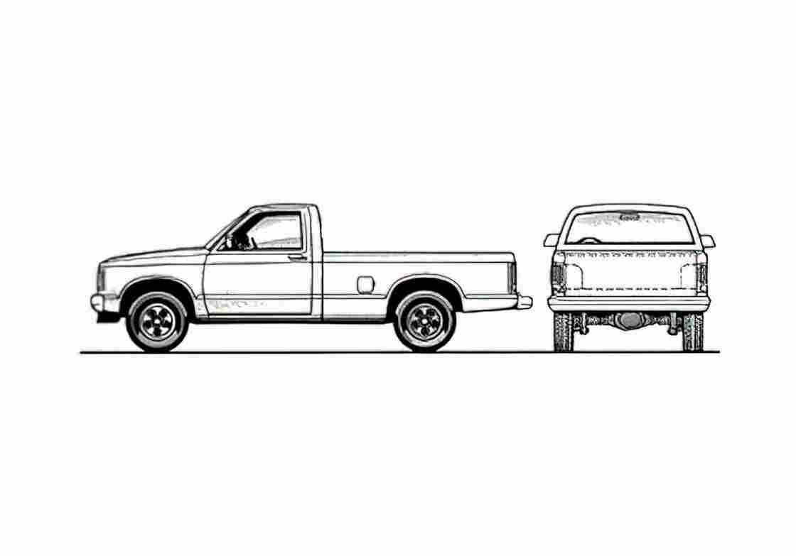 Blueprint GMC S 15 Regular Cab LWB Pick up 1984 A4 Photo Print
