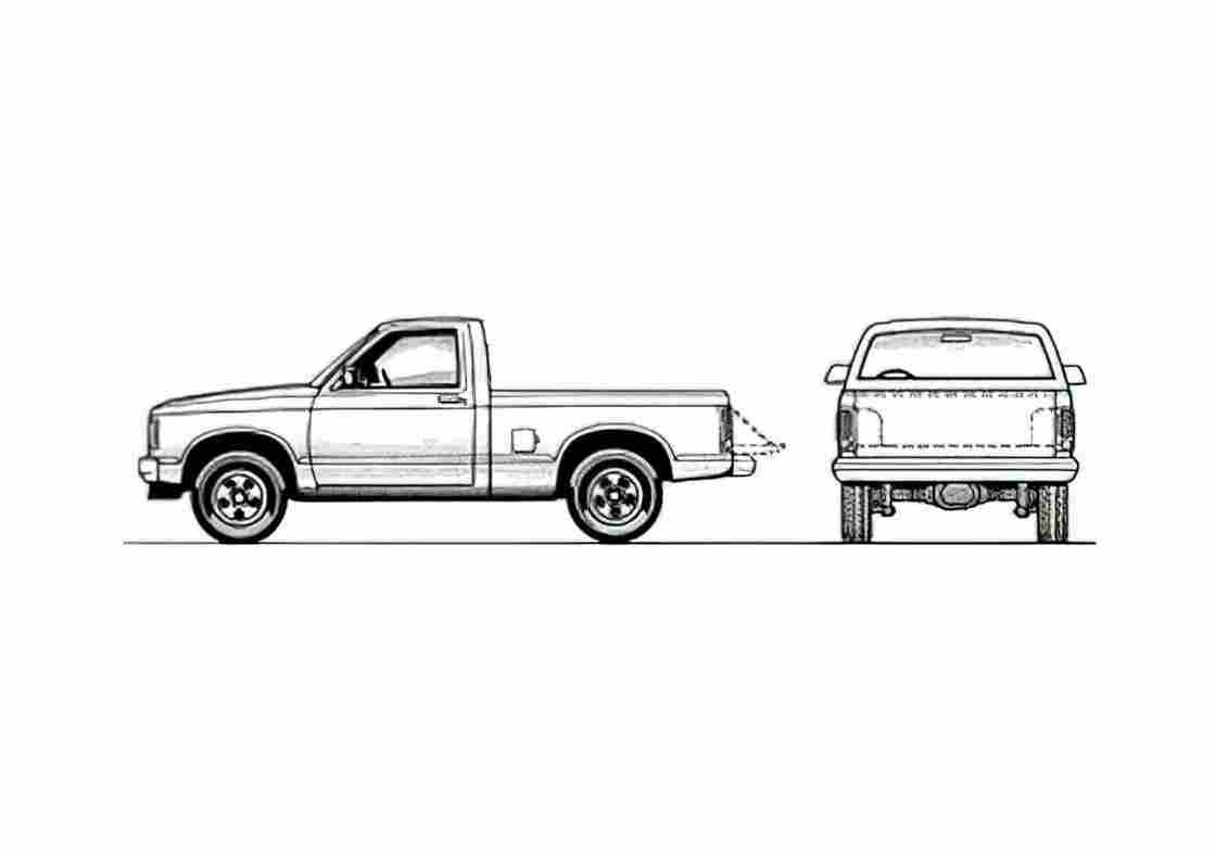 Blueprint GMC S 15 Regular Cab SWB Pick up 1984 A4 Photo Print