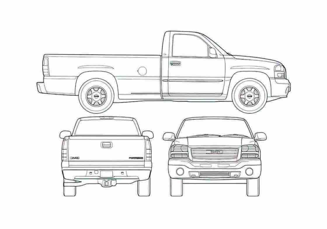 Blueprint GMC Sierra 1500 Pick up 2006 A4 Photo Print