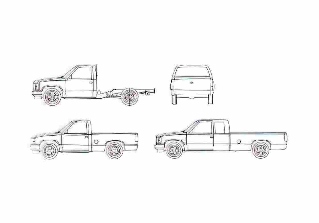 Blueprint GMC Sierra Pick up 1991 A4 Photo Print