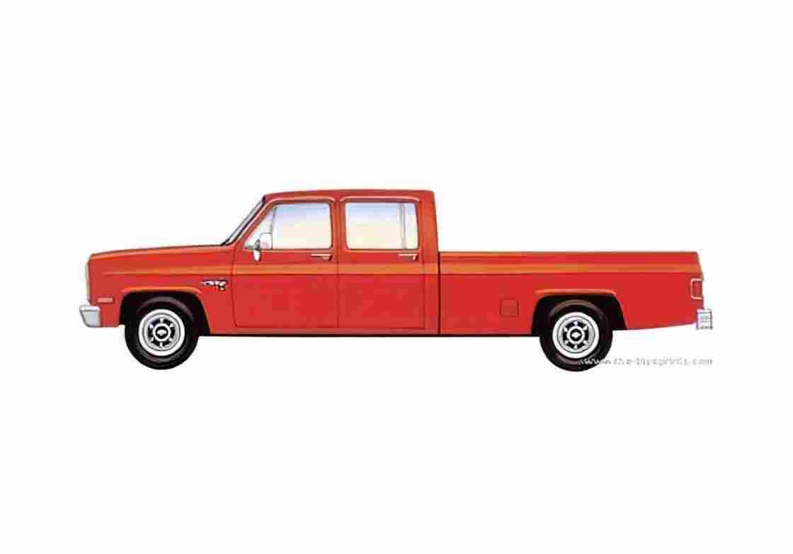 Blueprint GMC Sierra Twin Cab Pick up 1988 A4 Photo Print