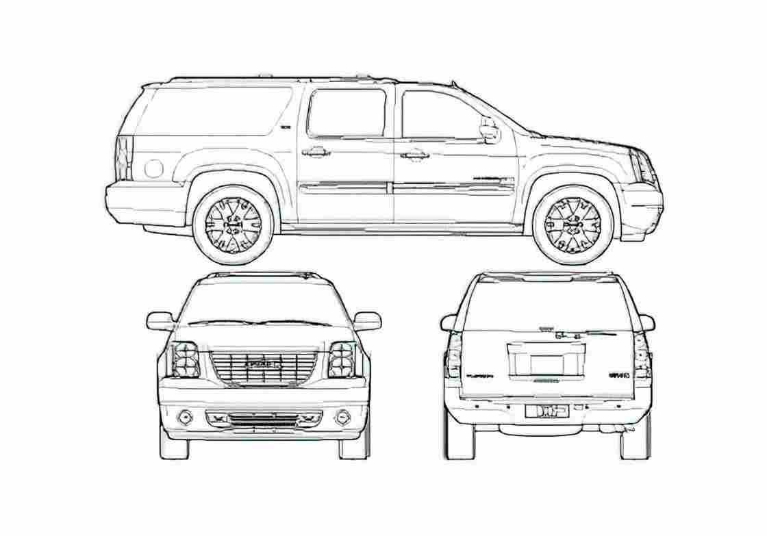 Blueprint GMC Yukon LWB SUV 2006 A4 Photo Print