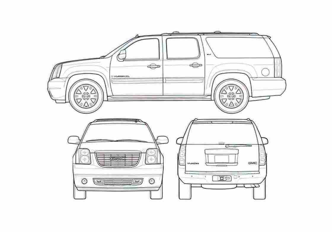 Blueprint GMC Yukon SLT SUV 2009 A4 Photo Print