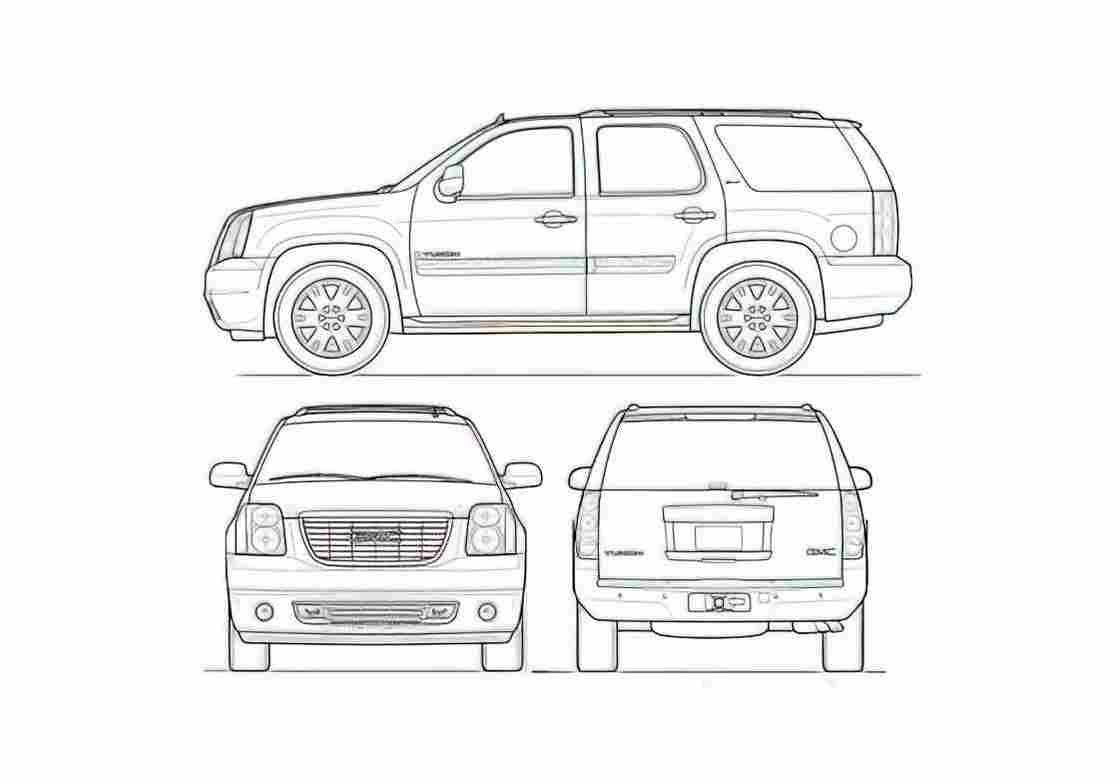 Blueprint GMC Yukon SUV 2009 A4 Photo Print