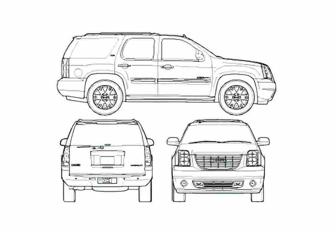 Blueprint GMC Yukon SWB SUV 2006 A4 Photo Print