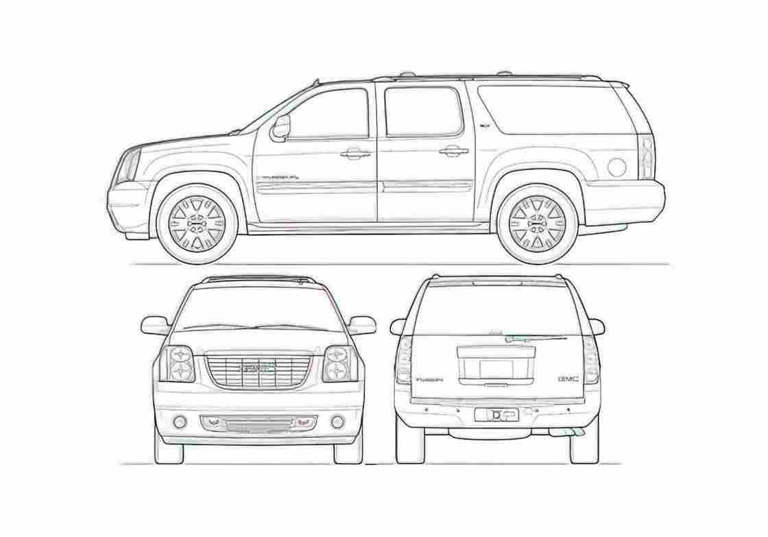 Blueprint GMC Yukon XL SUV 2009 A4 Photo Print