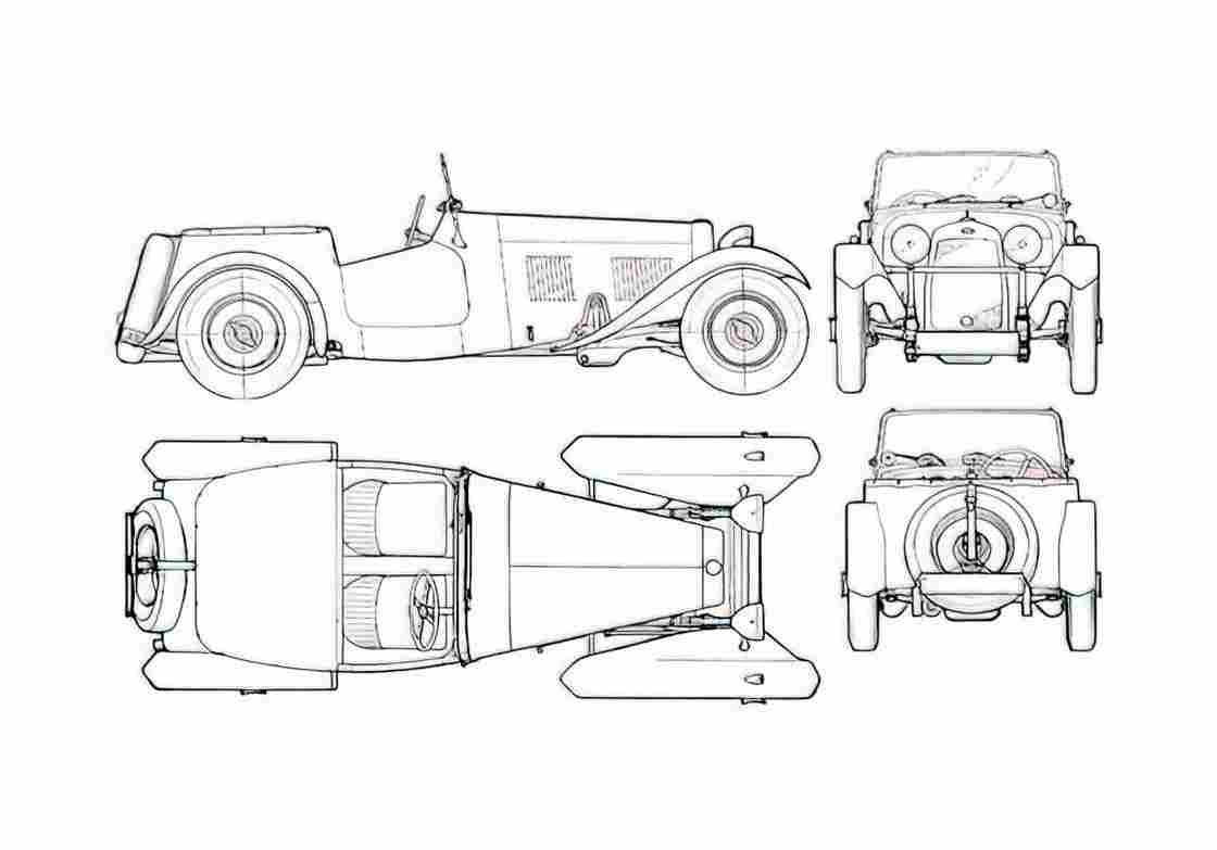 Blueprint HRG 2 Seater Sport Phaeton 1948 A4 Photo Print