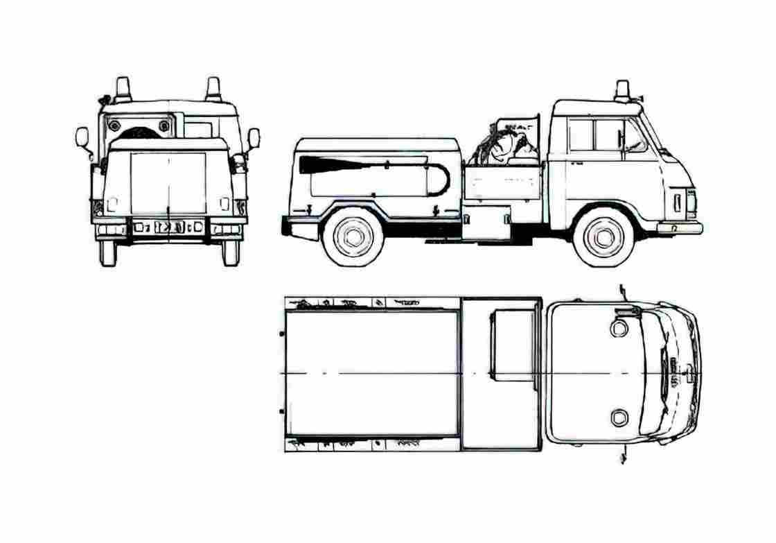 Blueprint Hanomag Henschel F30 Fire Truck 1965 A4 Photo Print