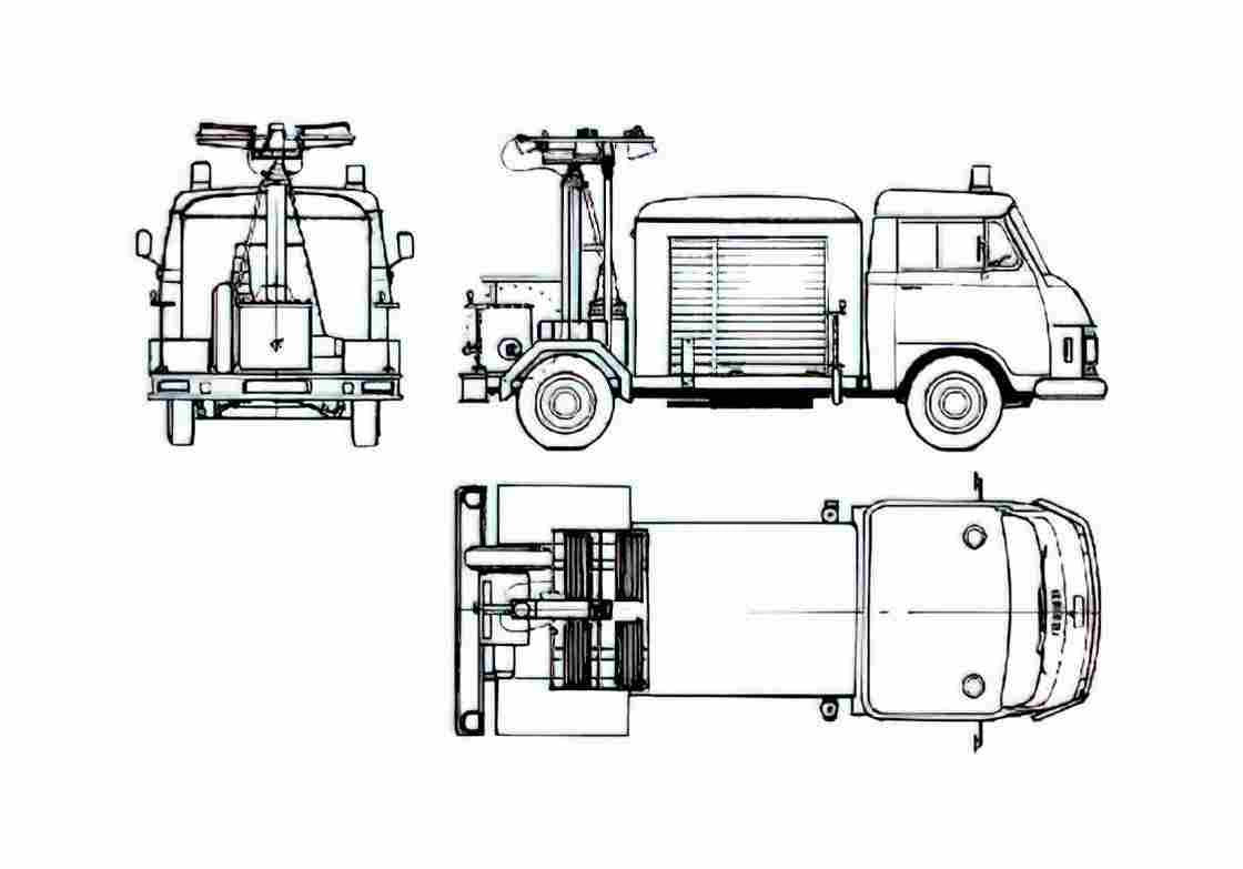 Blueprint Hanomag Henschel F35 Fire Truck 1966 A4 Photo Print