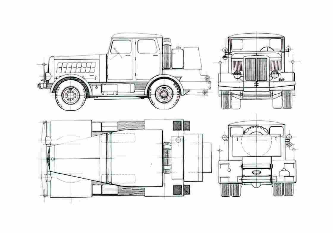 Blueprint Hanomag SS 100 Truck 1945 A4 Photo Print