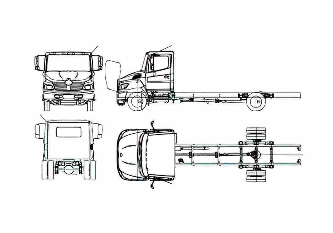 Blueprint Hino 165 Truck 2009 A4 Photo Print